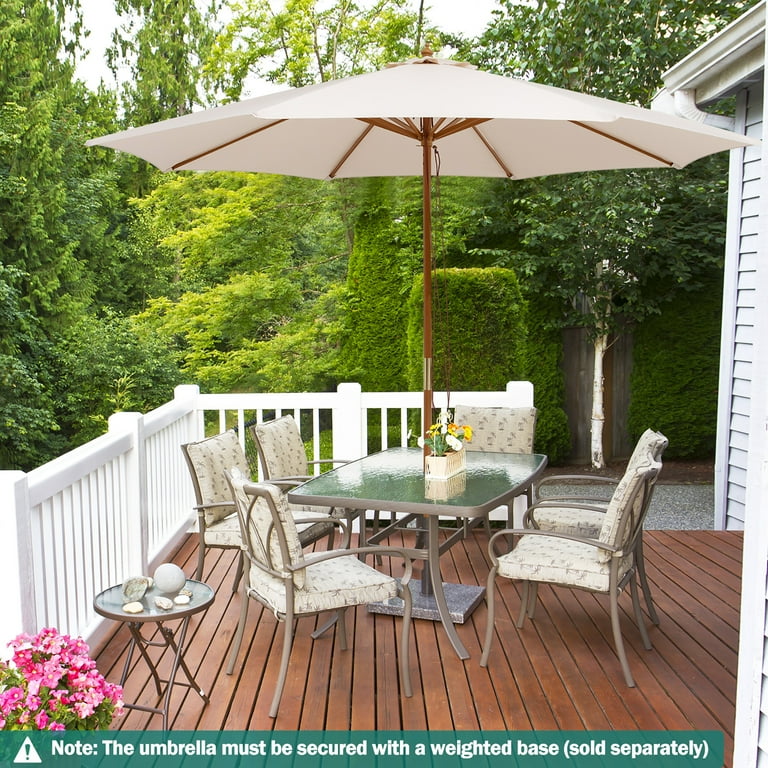 bamboo patio umbrella SUNNYARD 10FT Umbrella, Large Outdoor Patio Umbrella, UPF 50+ Sun Protection, Rope Pulley Lift & Push-Button Tilt, 8-Rib Ventilated for Garden, Deck, Backyard & Outdoor Dining, Blue or commercial spaces Bamboo Umbrella 10 - Paradise