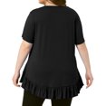 thumbnail image 4 of DARING DIVA Women's Plus T Shirts Henley V Neck Button Up  Ruffled Blouses Tops 1X Black, 4 of 6