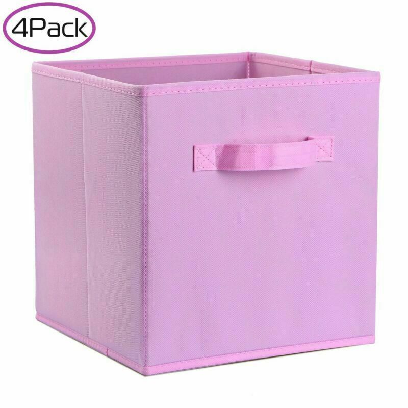 4 Pack Foldable Storage Cube Clothes Closet Space Organizer Basket