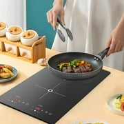 VBGK Double Induction Cooktop, 2000W 2 Burner Electric Countertop 12 inch Hot Plate with Touch Control, Timer, Child Lock for Home Kitchen Cooking