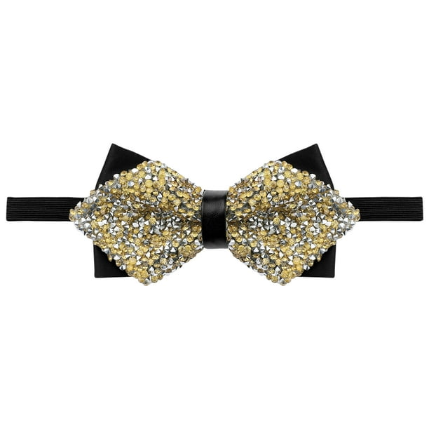 CORBATA DE LAZO AJUSTABLE PREATADA PARA HOMBRES DIAMANTE INSPIRADOR MODA PARA BODA FIESTA NEGOCIOS ORO