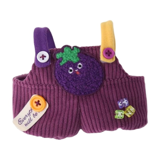 Mono de peluche con flexibilidad y coordinación, mono de moda con verduras. Berenjena de 15 cm