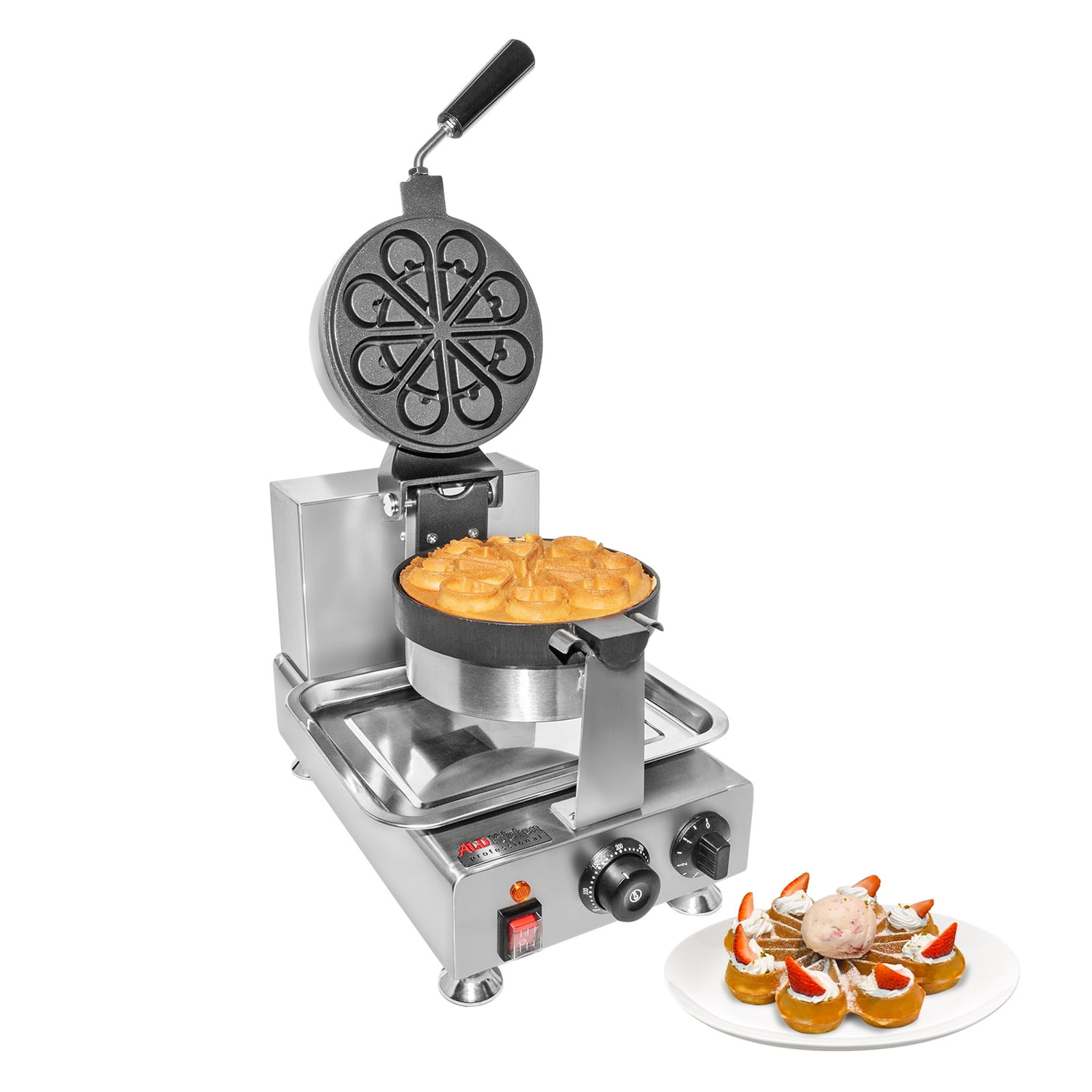 ALDKitchen Rotating Waffle Maker Flower Petals Shape Waffles Belgian Waffle  Iron Stainless Steel 110V