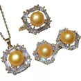 thumbnail image 2 of K-KED 7-8mm gold yellow freshwater pearl necklace bracelet earrings Delicate Jewelry set, 2 of 5