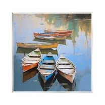 Stupell Industries Canoe Reflections in Lake Transportation Painting Unframed Art Print Wall Art, 12 x 12