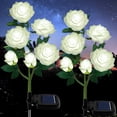 thumbnail image 2 of 2Pcs Upgraded LED Solar Lights Outdoor Waterproof with 5 Roses, Soft Light, Charging in The Daytime and Light Up at Night for Patio Pathway Courtyard Garden Lawn (White), 2 of 6