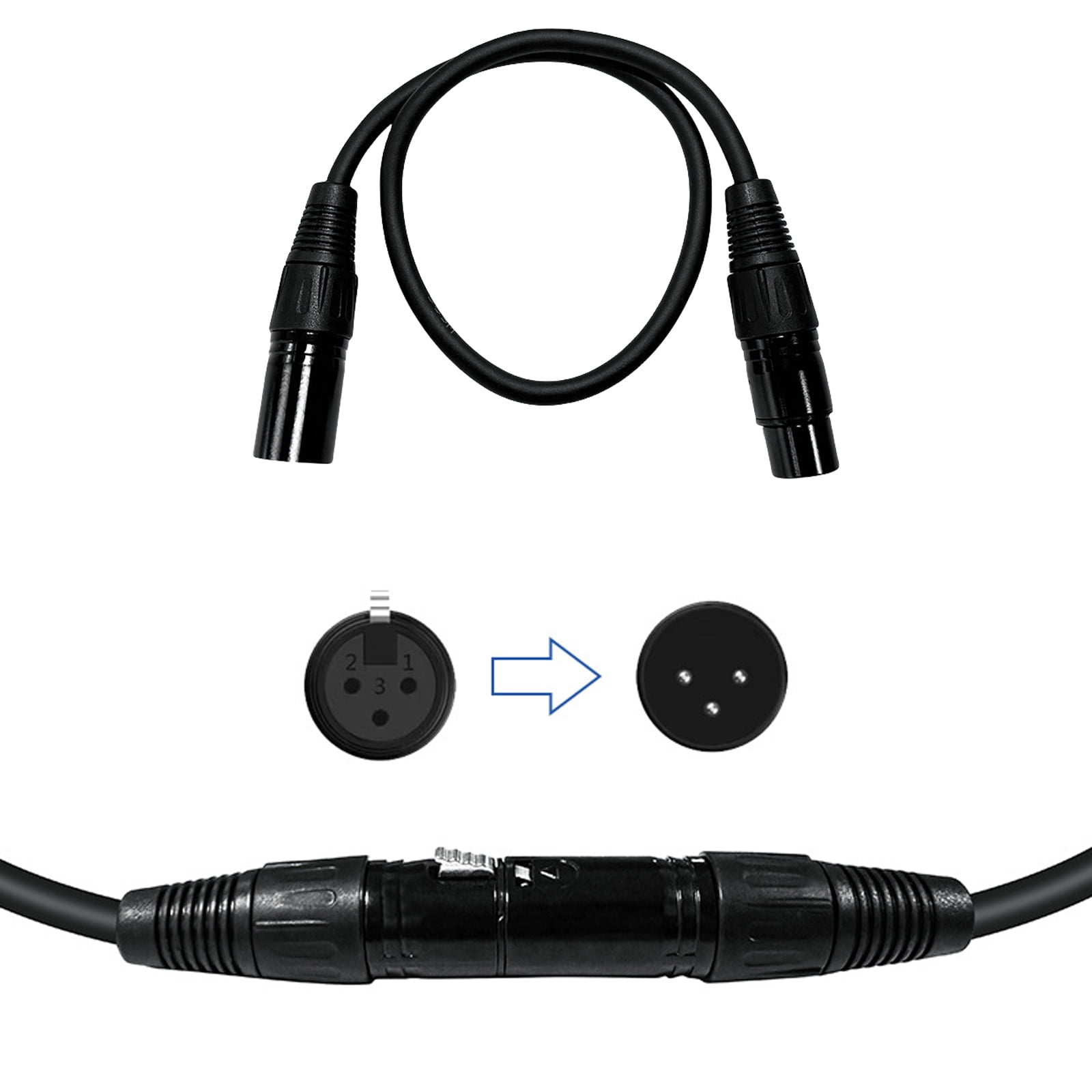 3Pin XLRs Microphones Cord Male to Female Extension Cable for Microphones and Sound Devices