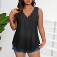 thumbnail image 2 of WULMLEO Women's Casual Eyelet Top Scalloped V-Neck Sleeveless Lightweight Summer Blouse Black XL, 2 of 4