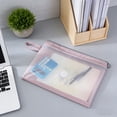 thumbnail image 2 of SLYNSHome A4 Size Zipper Pouch Double Pocket Lightweight File Bag with Handle Pink Foldable Document Storage Office Supplies, 2 of 7