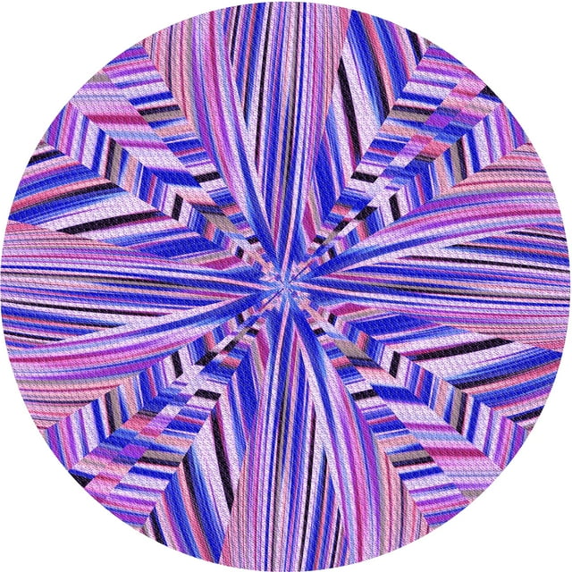 Ahgly Company Tapis d'Intérieur Lavables en Machine, Ronds, Transitionnels, Bleu Violet Violet, Ronds de 3'