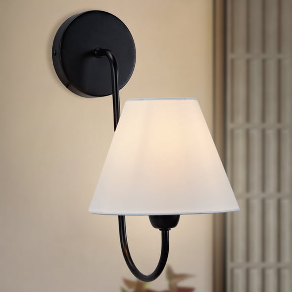 Gleaming Elegance Stainless Oil Rubbed Sconce , Stainless Steel , Antique Brass , White Linen Shade , living room with wall lights(Black)