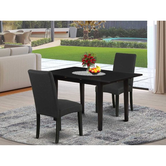 East West Furniture Dining Table- Dining Chairs, NODR3-BLK-24