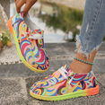 thumbnail image 5 of Colorful Casual Walking Shoes for Women, Lightweight Canvas Loafers with Rainbow Swirl Print, Breathable Slip-On Flats with Soft Cushion Sole, Fashion Sneakers for Spring & Autumn, 5 of 8