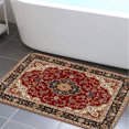 thumbnail image 4 of Oriental Red Plush Flannel Bath Rug 16x24 Inches, Quick Dry Absorbent Non Slip Mat for Bathroom Sink Tub, 4 of 6