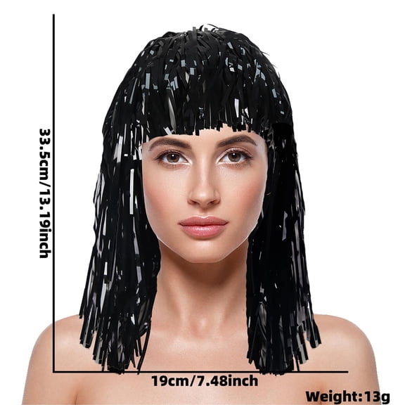 VLOOCKLW Cheerleader Headpiece Colorful PET Tinsel Fringe Wig Sparkling Festival Headwear Comfortable Hair Accessory For Sports Fans Party Events