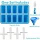 thumbnail image 5 of Molde de hielo 10 cavidades con base de hielo, pinza y entonnoir flexible, molde de hielo de silicona (azul), 5 of 5