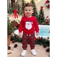 thumbnail image 3 of Loicainy Baby Toddler Boy Christmas Outfits 3 6 12 18 24 Months 2T 3T Santa Applique Long Sleeve Tops and Plaid Pants Clothes Set, 3 of 9