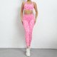 thumbnail image 1 of Traje de Yoga para mujer, traje deportivo ajustado con estampado de leopardo rosa de dos piezas, traje deportivo de cintura alta, tops y pantalones, 1 of 5