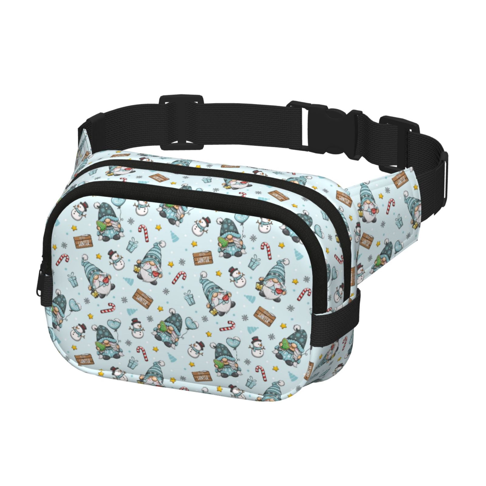 Picia Winter Wonderland Light Blue Print Square Double-Layer Waist Bag Mini Adjustable Waist Belt Bag Exercise Running Travel Hiking