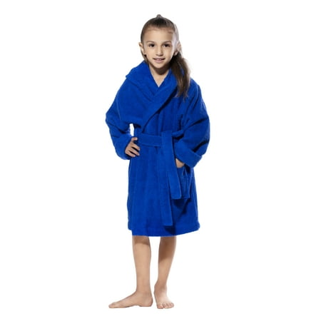 

Turquaz Linen 100% Turkish Cotton White Hooded Terry Kid s Bathrobe (Large)