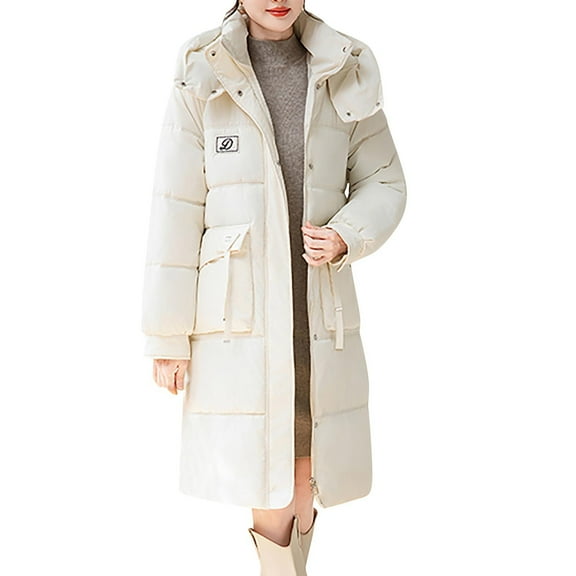 ZACPNCV Women's Winter Puffer Coat Thicken Fleece Lined Down Jacket Waterproof Faux Fur Detachable Hooded Parka