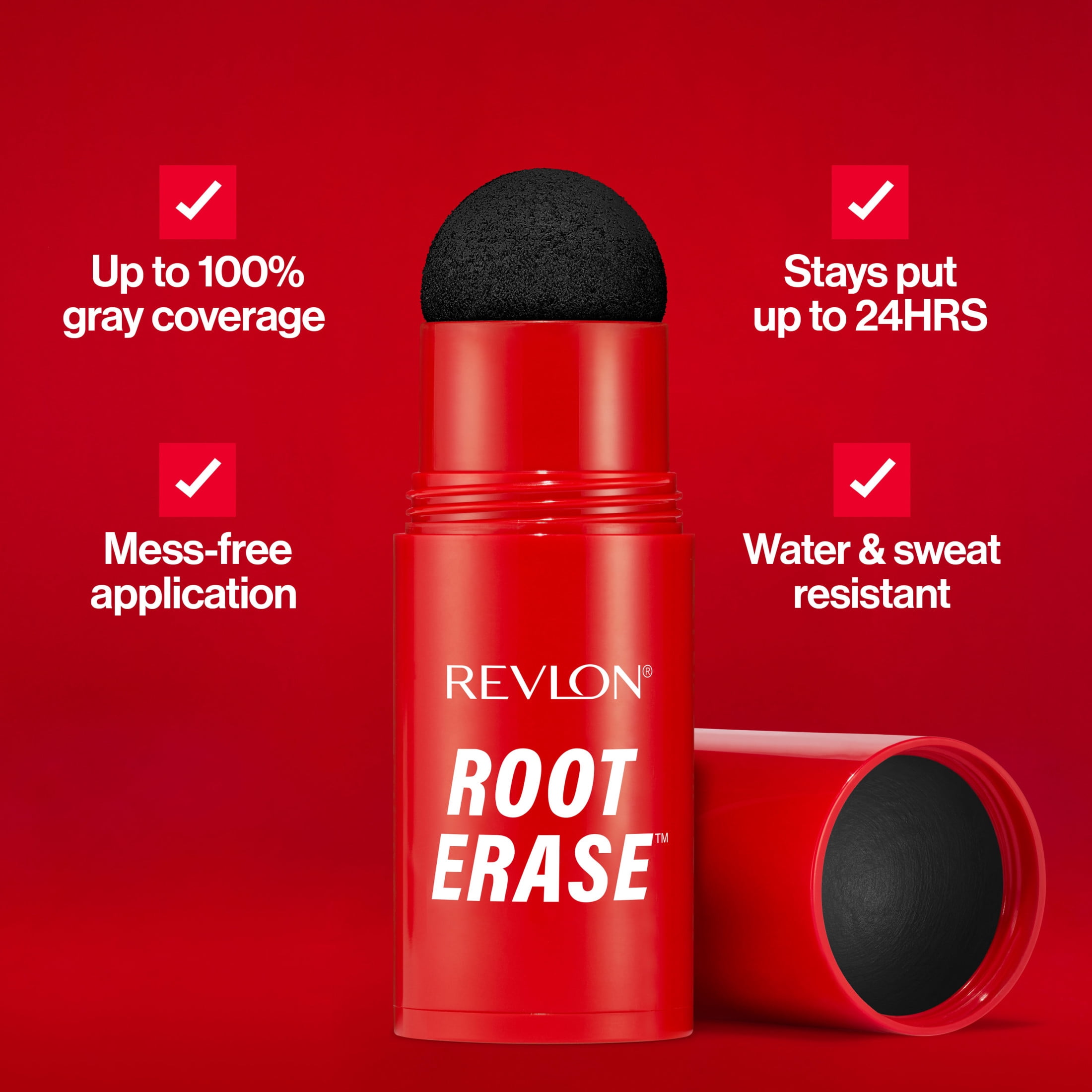 Revlon Root Erase Hair Concealer, Dab & Swipe Instant Root Cover Up, Temporary, 02 Dark Brown, 0.10 oz
