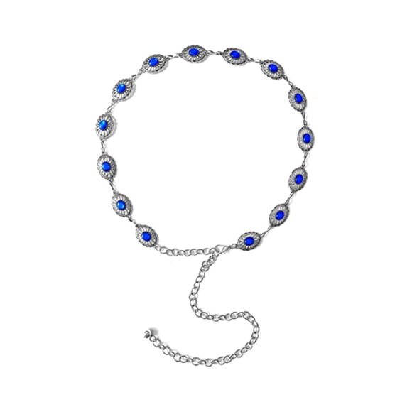 Cinturón de cadena Qarigey con conchos turquesas ajustable para mujer