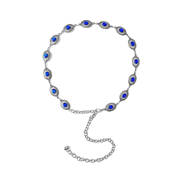 Cinturón de cadena Qarigey con conchos turquesas ajustable para mujer