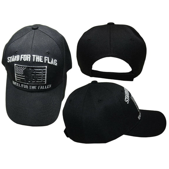 Stand For The Flag Kneel For The Fallen Black Embroidered Hat Cap