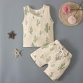 thumbnail image 2 of Pejock Baby Girls Boys Clothes Outfits Shirt Shorts Sets Kids Sleeveless Rainbow Cactus Print Tank Top Shorts 2-piece Set for 3-4Years, 2 of 6