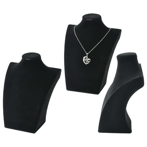 5pcs Necklace Standing Bust Displays Velveteen Black 146x81x208mm