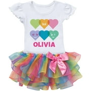 Colorful Hearts Personalized Rainbow Tutu Tee - 2T, 3T, 4T, 5/6T