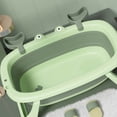 thumbnail image 4 of Bañera para bebé grande, antideslizante, ecológica, de plástico, plegable, ahorra espacio, color verde aguacate., 4 of 5