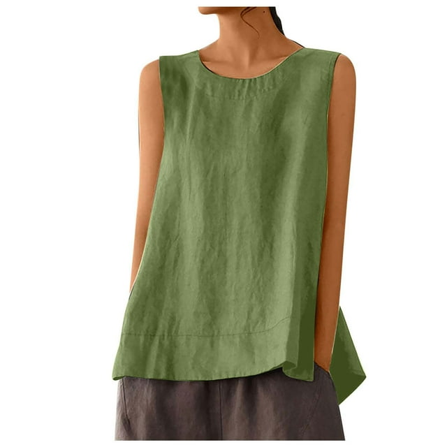 MIASHUI Womens Tank Tops Summer Sleeveless V Neck Flowy Boho Camisole,Green,XXL