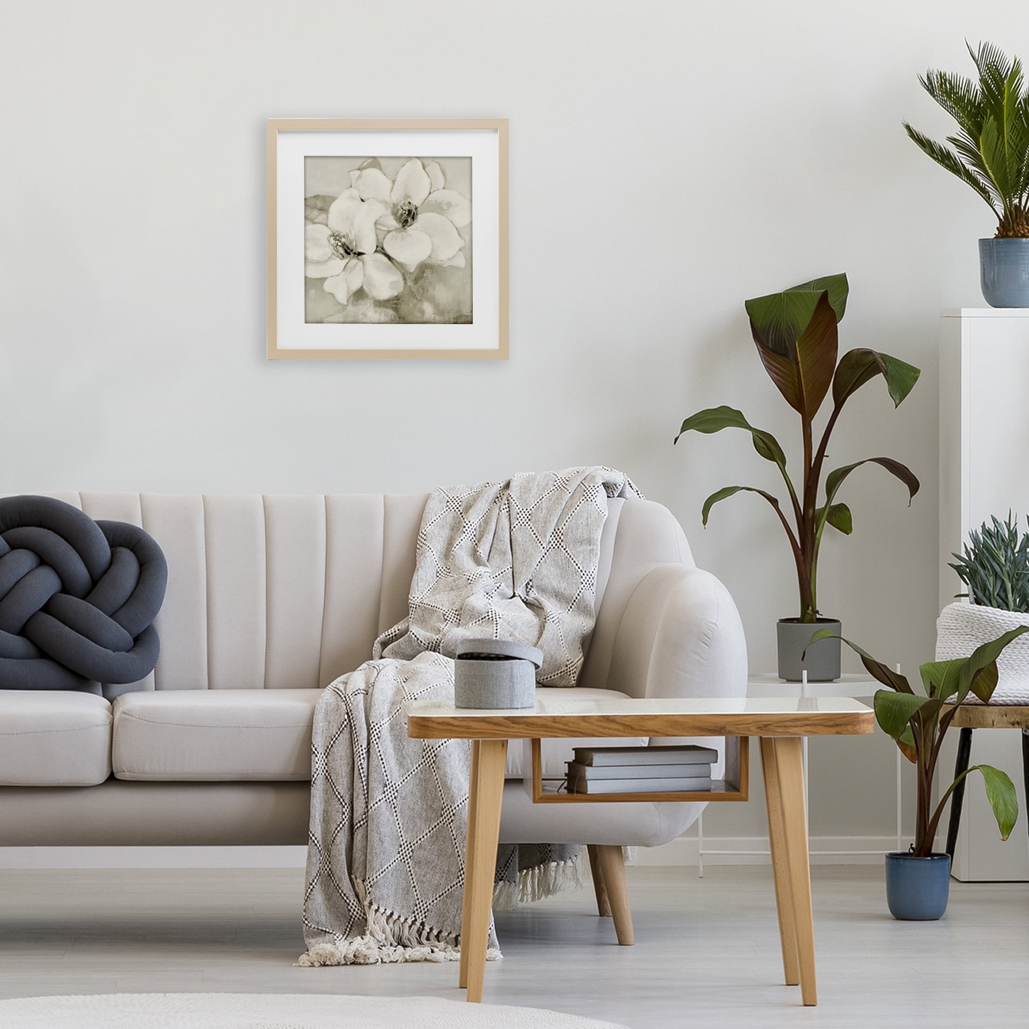 Stupell Industries Subtle Beige Magnolias Birch Framed Print Under Glass, design by Lanie Loreth