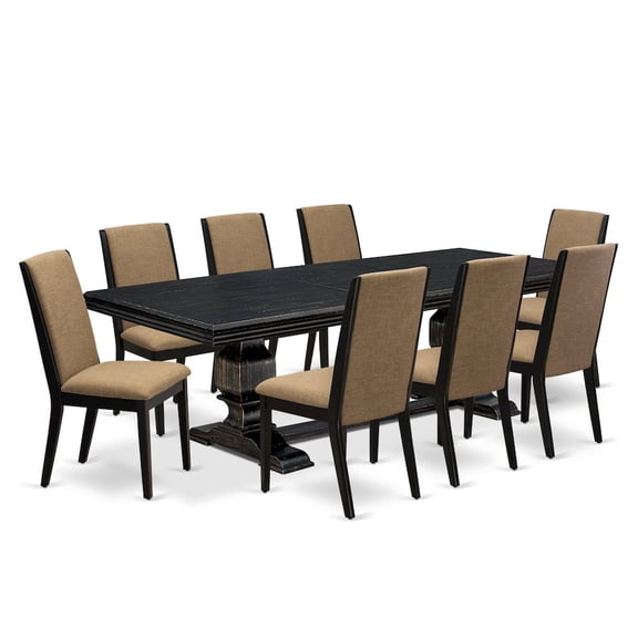 Luxe by East West Furniture 9 Pieces Dining set of a Rectangular Kitchen Table and 8 Dining Chairs