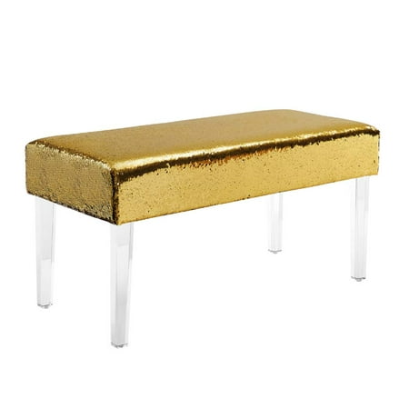 - Linon Tonya Mermaid Acrylic Leg Bench, Sequin, 18 inch Seat Height