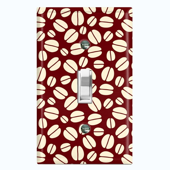 Metal Light Switch Wall Plate Outlet Cover (Coffee Espresso Mocha Bean Pattern Brown - Single Toggle)