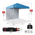 thumbnail image 2 of CROWN SHADES Canopy Tent, 8 x 8 Foot Portable Pop Up Outdoor Shelter with 1 Sidewall, Easy 1 Push Center Lock, UV Protection, and Carry Bag, Sky Blue, 2 of 6