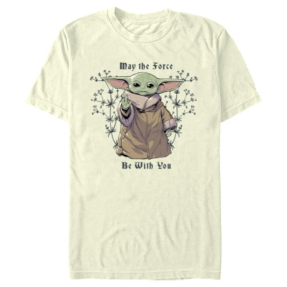 Men's Star Wars: The Mandalorian Grogu May the Force be With You Wildflowers Graphic Tee Beige X Large