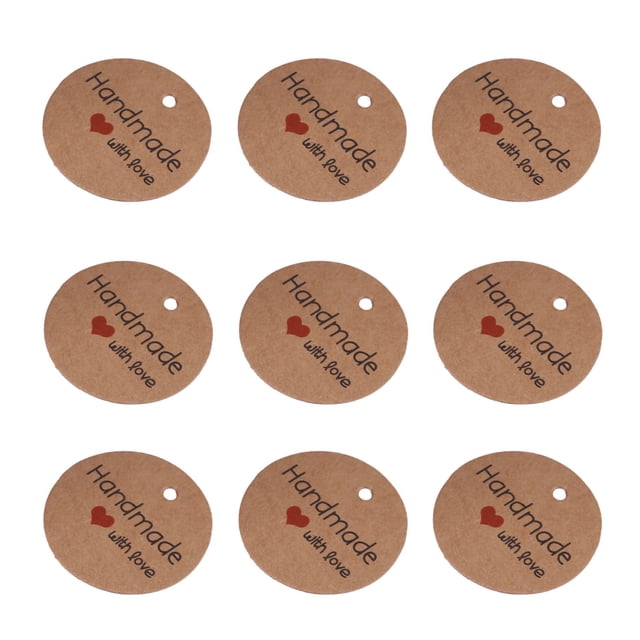 Tarjetas de Felicitación Con Marcapáginas Hechas A Mano, 100 Unidades, Etiquetas Colgantes Hechas A Mano de Color Marrón, Etiquetas para Boda, precio de postré, 1,38 x 1,38
