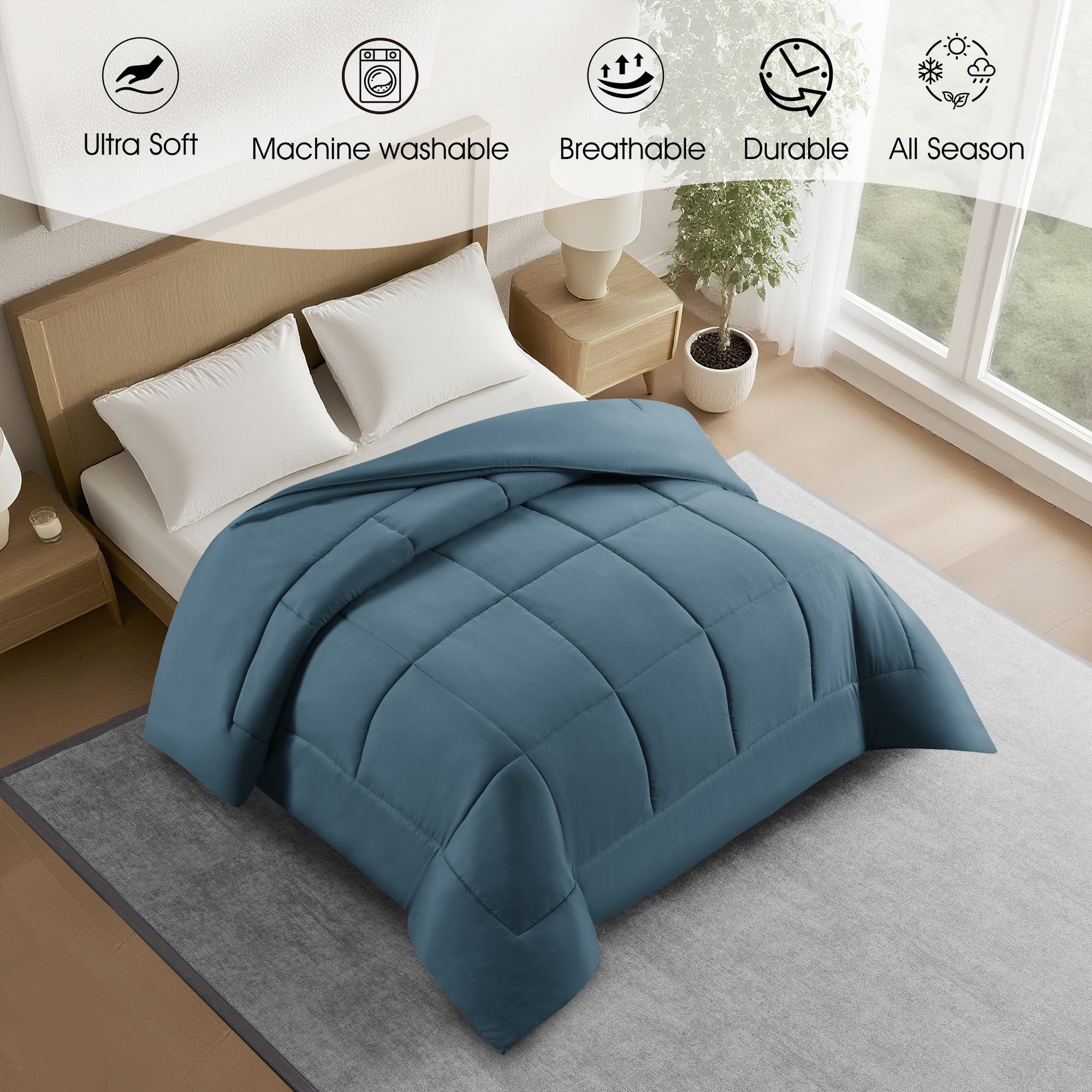 Couette Synthétique à Garnissage Élevé Swift Home, Literie Ultra Douce Toutes Saisons Hypoallergénique, Simple, Bleu