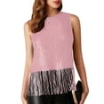 thumbnail image 2 of RYRJJ Sparkly Fringe Tops for Women Sleeveless Crewneck Tassel Sequin Tank Top Glitter Crop Party Club Cami Shirt(Pink,S), 2 of 9