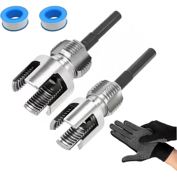 Pipe Tapping and Threading Tool, 2026 New Premium Carbon Steel Dual-Function Internal & External Pipe Threader for 1/2", 3/4", 1" Sizes PVC Pipes Suit for All Electric Drills