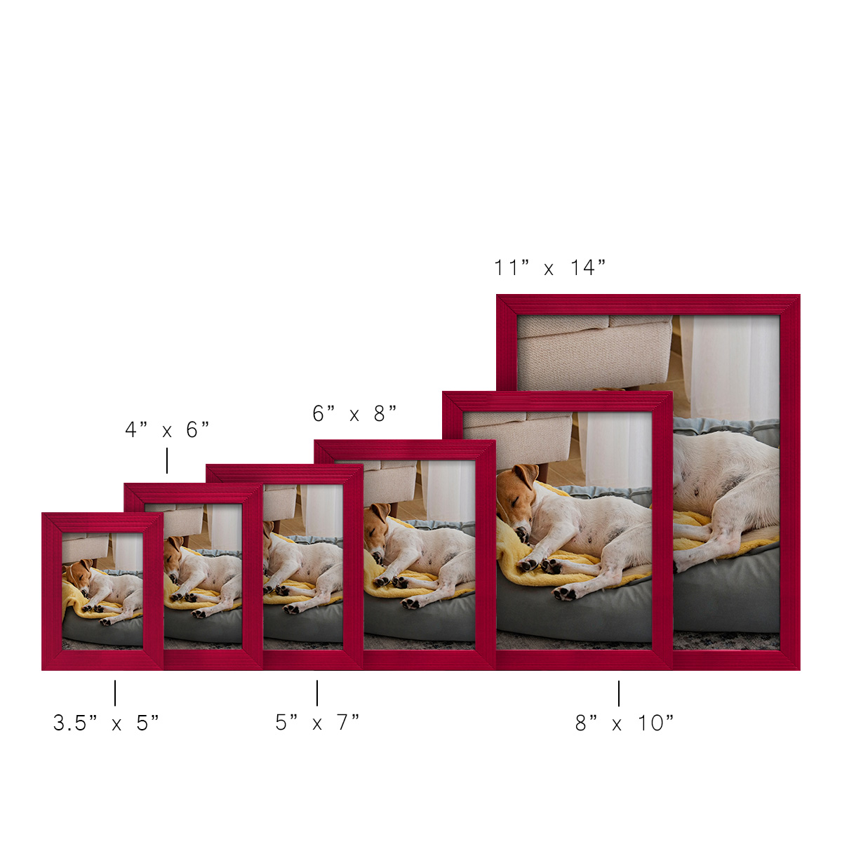 Grooved 6 in. x 8 in. Red Picture Frame Set (Set of 4)