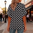 thumbnail image 4 of Hxlamzoo Womens Casual Shirts V-Neck Short Sleeve Polka Dots Tops with Ruffle Detail 2026 Summer Trendy Outfits, 4 of 6