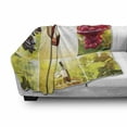thumbnail image 3 of Wine Soft Flannel Fleece Throw Blanket, Habitat Collage Pouring Bottle and Leaves Farm Harvest Time in Autumn Village, Cozy Plush for Indoor and Outdoor Use, 60" x 80", Green Red, by Ambesonne, 3 of 6