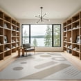 thumbnail image 2 of ODIKA 9'x12' Beige Taupe Modern Abstract Geometric Washable Area Rug Minimalist Scandinavian Style Circles Lines Shapes for Dining Room, Basement, Large Office, Non-Slip Chair-Friendly, 2 of 7
