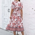 thumbnail image 4 of QUNYINEY Puff Short Sleeve Women's Dresses Floral Casual A-Line Dress Empire Waist V Neck Flowy Maxi Sundress, 4 of 5