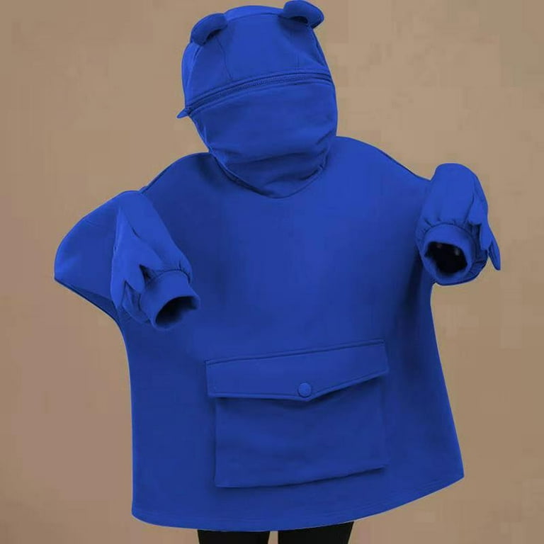Womens Girls Cute Frog Hoodies Unisex Frog Hoodie Zipper Mouth Pullover Sweatshirt Cosplay Costume Hoody Tops with Pocket Walmart